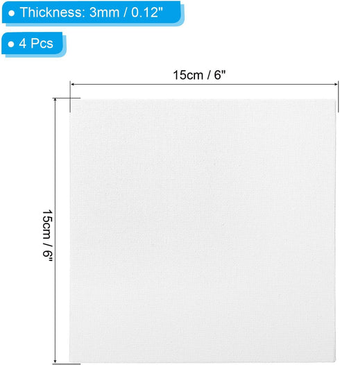 PATIKIL 6x6 Canvas Boards for Painting, 4Pack 100% Cotton Square Triple Primed Stretched Blank Canvas Panel for Acrylic, Oil, Tempera Paints, Whit...