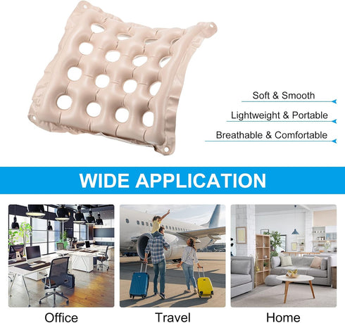 PATIKIL Inflatable Seat Cushion, 2 Pack Portable Chair Cushion Breathable Backrest Air Seat Pad for Wheelchairs Office Chairs, Beige...