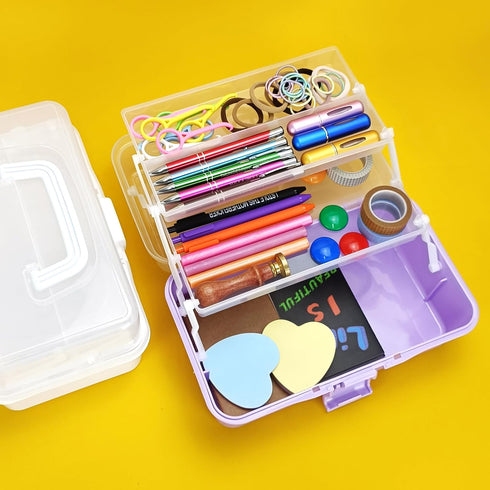 Tackle Box Organizers and Storage,10inch Craft Organizers and Storage,Three-Layer Sewing Box With 2 Trays,Medicine Storage Box With Handle For Nai...