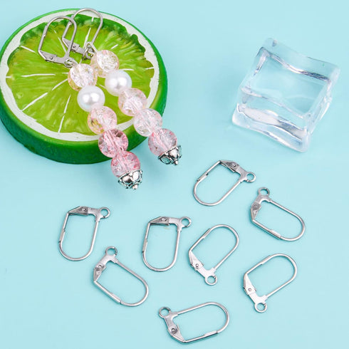 50 Pieces Leverback French Earring Hooks Stainless Steel Earwire Hoop Earring Findings with Open Loop for Women Girls DIY Earring Making Supplies...