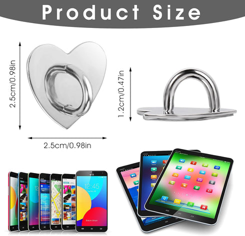 12 Pieces Phone Charm Hook, Cell Phone Finger Ring Phone Keychain Ring Adhesive Metal Phone Finger Grip Loop Stand Heart Holder for DIY Phone Case...