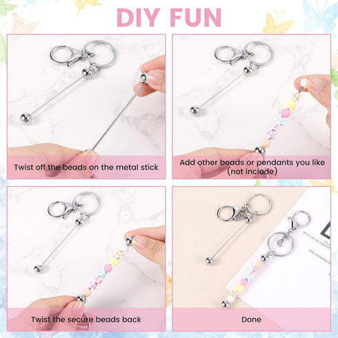 12 Pcs Beadable Keychain Bars Metal Beaded Keychain Blank Keychain Strips for DIY Keychain Pendant Jewelry Crafts...