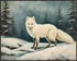 Posterizer 1 pcs-white arctic fox in snowy winter scene-oil painting style 5-Art for Animal Lovers-Landscape & Nature Art-Decor for Home & Office-...