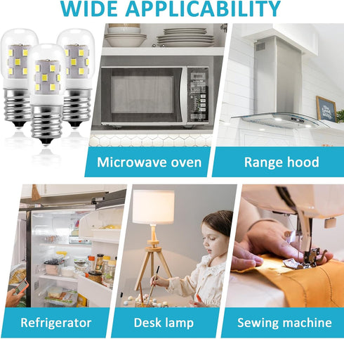 E17 LED Bulb Microwave Oven Appliance Light Bulb Super Power Saving Multiple Purpose Under Hood Over Stove Lights-3W(Equal to 40W Incandescent),38...