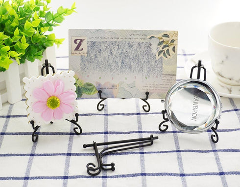 Artliving 3.5 Inch Black Mini Iron Stand Cookie Holder Display Stand Place Card Holder Display Easels at Weddings, Birthday Party (4 pack)...