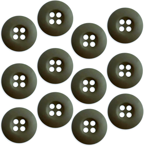 12 Pcs Olive Drab Sewing Buttons 0.75 inch Army Military Buttons 30L Buttons for Craft 4 Hole Polished Matte Finish Buttons 19mm Plastic Buttons f...