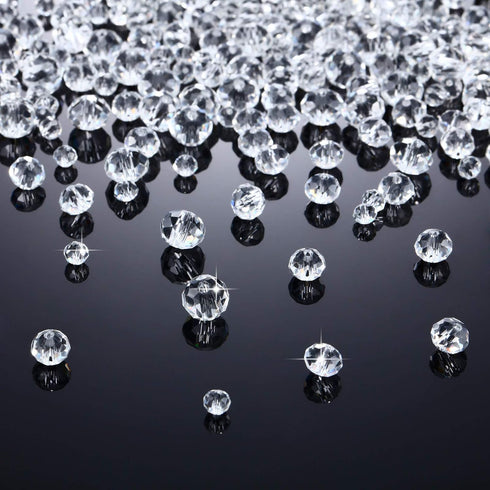 WILLBOND 1900 Pieces Glass Crystal Beads 4/6/ 8 mm Clear Rondelle Glass Crystal AB Spacer Beads for Jewelry Making DIY Craft Project Supplies, 15 ...