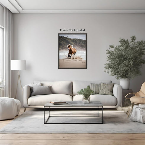 Posterizer 1 pcs- wild horse running near water-Art for Animal Lovers-Gift for Art Lovers-Living Room Bedroom Decor- unframed wall art...