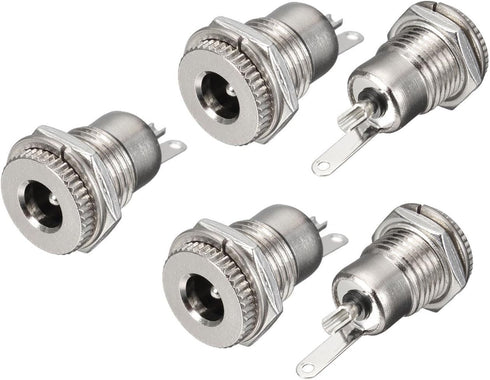 E-outstanding 5-Pack DC-099 5.5 mm x 2.5mm 30V 10A DC Power Jack Socket,Threaded Female Panel Mount Connector Adapter...