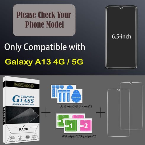 (2 Pack Screen Protector for Samsung Galaxy A13 5G, Galaxy A13 Tempered Glass, Case Friendly, Bubble Free, Anti Scratch, Easy Installlation......
