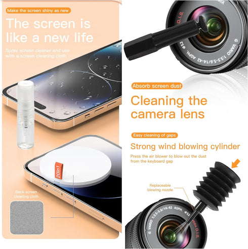 20-in-1 Laptop Phone Screen Earbud Cleaning Kit, Keyboard Cleaner Kit, Keyboard Cleaning Kit with Electronic Cleaning Brush Spray for Airpods Pro,...