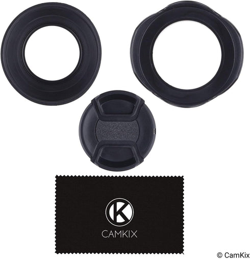 77mm Set of 2 Camera Lens Hoods and 1 Lens Cap - Rubber (Collapsible) + Tulip Flower - Sun Shade/Shield - Reduces Lens Flare and Glare - Blocks Ex...