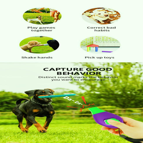 Dog Training Clicker with Whistle and Wrist Strap - Positive Behavior Reinforcer for Pets - All Ages, Puppy and Adult Dogs - Use to Reward and Tra...