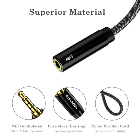 DUKABEL DC4 3.5mm TRS to TRRS Adapter Cable, Microphone Audio Adapter, TRS Female to TRRS Male Converter for Smartphone, PS4, Tablet, Laptop...