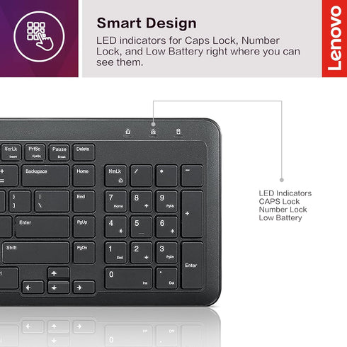 Lenovo 300 Wireless Keyboard, Black...