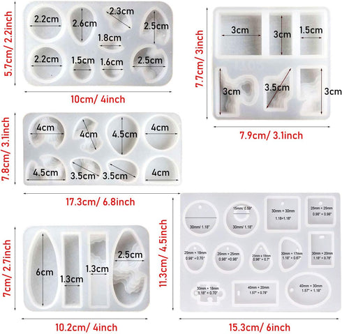 Woohome 40 PCS Island Silicone Mould Jewelry Resin Molds, 5 PCS Resin Casting Molds Jewelry Making Kit for Pendants, Necklace, Earrings, Jewelry C...