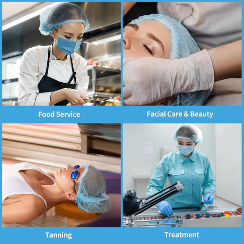 LEOBRO Hair Nets for Food Service Workers, 50PCS Hair Net, Hairnets for Foodservice, Kitchen Hair Nets for Women Men Cooking, Non-woven Bouffant C...