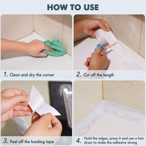 Kitchen & Bath Caulk Tape Sealant Strip, 1.5''x10.5FT PVC Self Adhesive Toilet Caulk Strip Waterproof Caulking Tape, Decorative Sealant Tape for T...