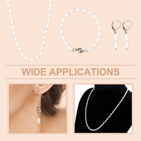 PAGOW 2000pcs Oat Rice Beads, 4 x 8mm White Pearl Beads for Jewelry Making (0.15 x 0.3 inch)...