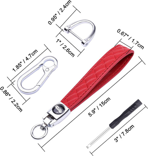 Wisdompro Microfiber Leather Car Keychain, Universal Key Fob Keychain Leather Key Chain Holder with 3 Keyrings and 1 Screwdriver for Men and Women...
