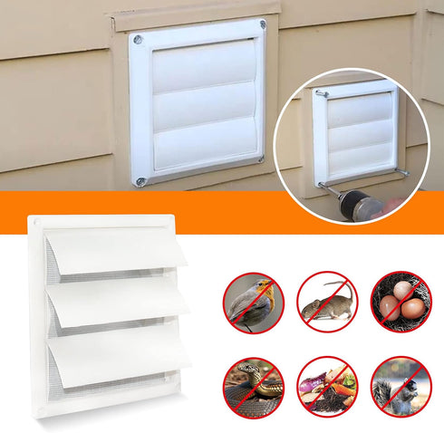 Beaquicy 6'' Louvered Dryer Vent Cover for Exterior Wall Vent Hood Outlet(Total Unit Size 8 x 8 Inches)