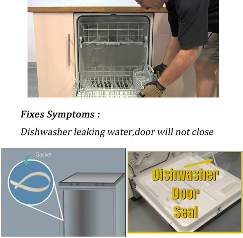 Dishwasher Door Seal Kit Compatible with Frigidaire & Kenmore – Includes 154827601 Tub Gasket, 809006501 Bottom Seal, 154701001 Splash Shield – Re...