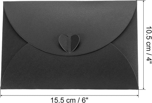 PATIKIL Gift Card Envelopes, 24 Pack Heart Shaped Clasp Photo Gift Card Holders Mini Envelope for Birthdays Weddings, Black...