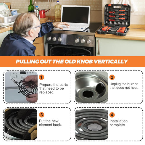 Beaquicy WB30T10074 Stove Burner Replacement 8 inch for ge Electric Kenmore Hotpoint Stove/Oven - Surface Element Coil Suitable for jbs07c2ww, 911.92712020, Rbs330drww, jb258rm2ss,etc.