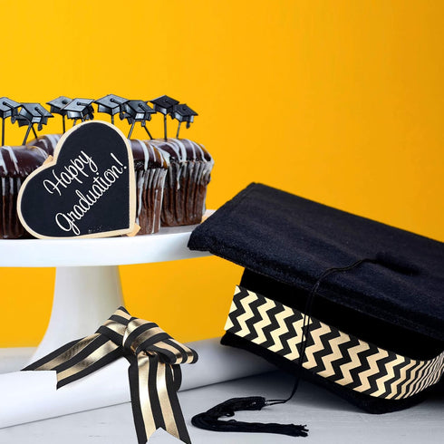 WILLBOND 3 Rolls 1-1/2 Inch Graduation Striped Ribbons Grosgrain Ribbons Dot Fabric Ribbon DIY Craft for School Graduation Gifts Wrapping Headband...