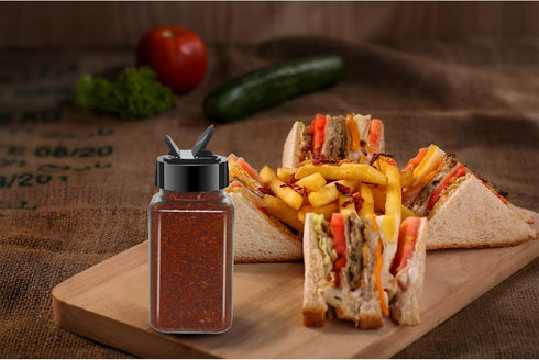 12 Pack 4oz Clear Plastic Spice Jars With Black Plastic Lids, Square Spice Bottles, Seasoning Containers with Chalk Labels, Pen, Funnel, Spice Con...