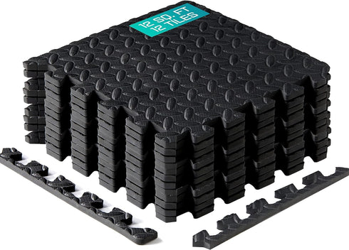 Yes4All 12, 16, 36 SQ. FT Puzzle/Interlocking Exercise Mat Tiles for Home Gym, Exercise EVA Foam Floor Padding with Border for Workout Equipment...