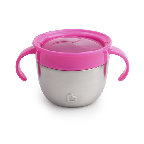 Munchkin® Snack+™ Stainless Steel Snack Catcher Cup with Lid, 9 Ounce, Pink, 1 Pack...