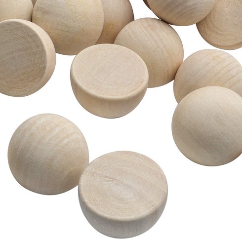 Natural Half Wooden Balls,20pcs 35mm Diameter Unfinished Wooden Balls Split Wood Beads No Holes Hemisphere Wood Ball Crafts Supplies for DIY Proje...