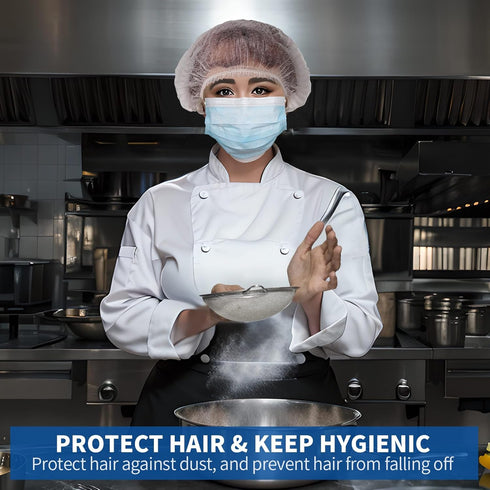 LEOBRO Hair Nets for Food Service Workers, 50PCS Hair Net, Hairnets for Foodservice, Kitchen Hair Nets for Women Men Cooking, Non-woven Bouffant C...