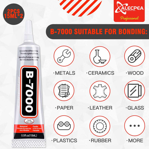 B-7000 Craft Glue for Jewelry Making - 15ml/0.5oz (2 Pack) - Multi-Function B-7000 Super Adhesive Glues Liquid Fusion Glue for Rhinestones Crafts,...