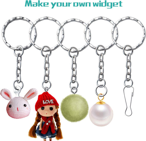 50pcs Silver Key Chain Rings Kit Flat Metal Split Key Rings with Chain and Jump Rings Key Chain Rings Accessories for Jewelry Key Rings Crafts Jew...