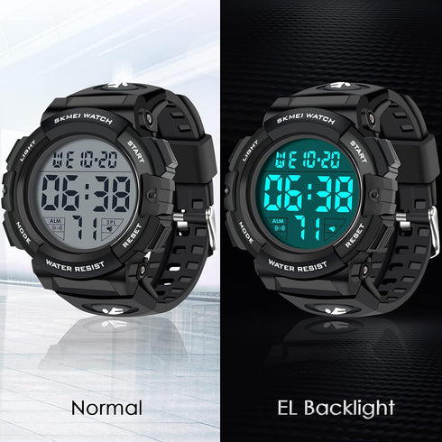 CakCity Mens Sports Watches Military Classic Stopwatch Large Dial Electronic LED Backlight Wristwatch 50M Waterproof Digital Watch for Mens with L...