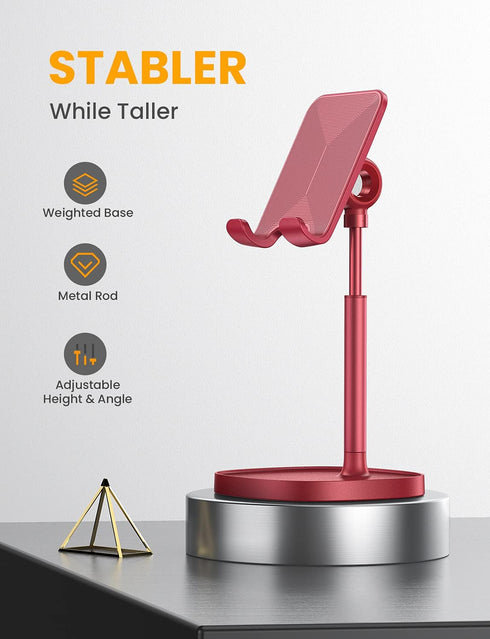 LISEN Cell Phone Stand,Angle Height Adjustable Stable Cell Phone Stand for Desk,Sturdy Aluminum Metal Phone Holder (Red)......