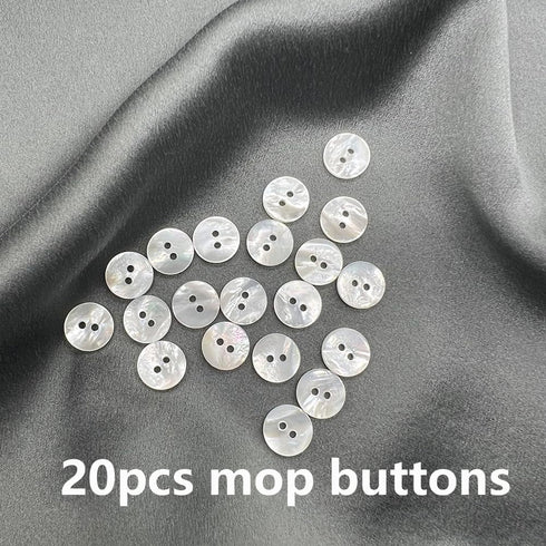 20 Pieces Genuine White Mother of Pearl Buttons for Shirts Dresses Polo DIY Craft (Diameter 11.5MM) MOP 2 Holes Buttons...