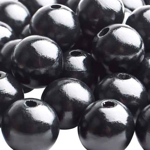 Aylifu Black Wooden Beads, 50pcs 25mm Round Wooden Beads for DIY Crafts & Jewelry Making...