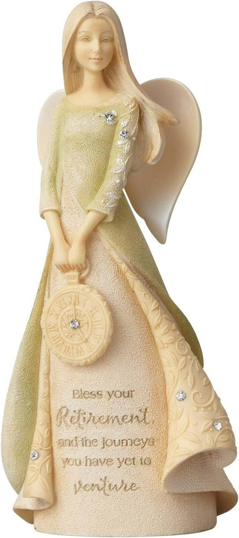 Enesco Foundations Retirement Journey Angel Holding Clock Miniature Figurine, 4.33 Inch, Multicolor...