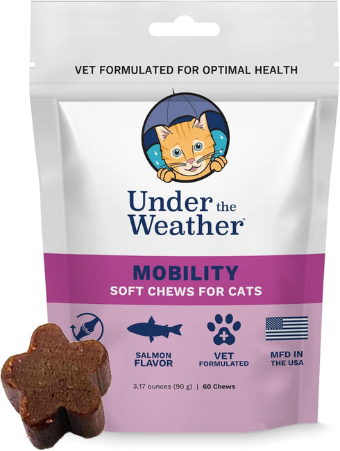 Under The Weather Pet Mobility Chews for Cats | Helps in Preventing Joint Issues | for Aging Cats Becoming Less Active | 60 Star Shaped Soft Chews...