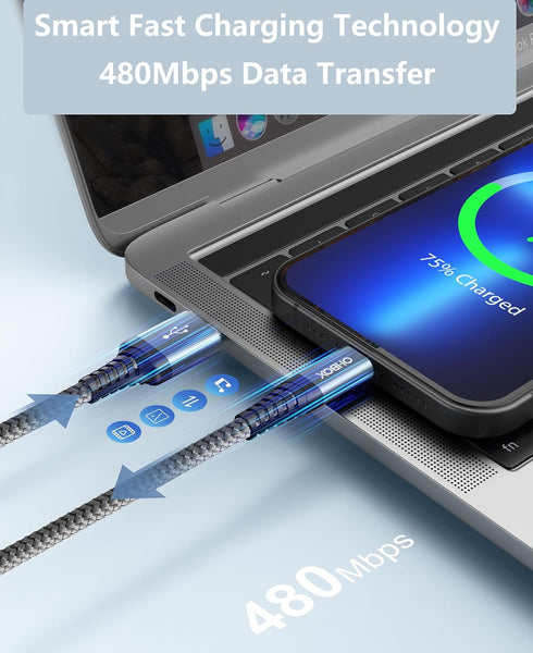 ohbox Short iPhone Charger Cable 3Pack 12 inch Lightning Cable 1FT iPhone Charging Cord Compatible with iPhone 14/13/12/11/Pro/Max/Mini/X/Plus/8/7...