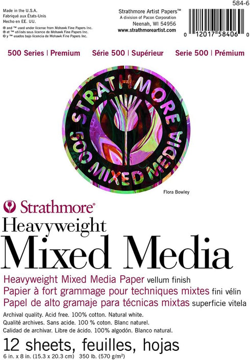 Strathmore 500 Series Heavyweight Mixed Media Pad 6"X8"-12 Sheets -62584600...