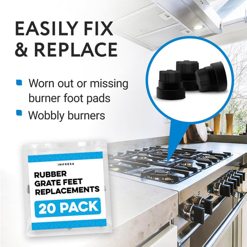 IMPRESA - 20 Pack Impresa Thermador Grate Feet Part Compatible with Part Number 00618112 1999626, 617174, 618112, AH3478553, EA3478553, PS3478553...