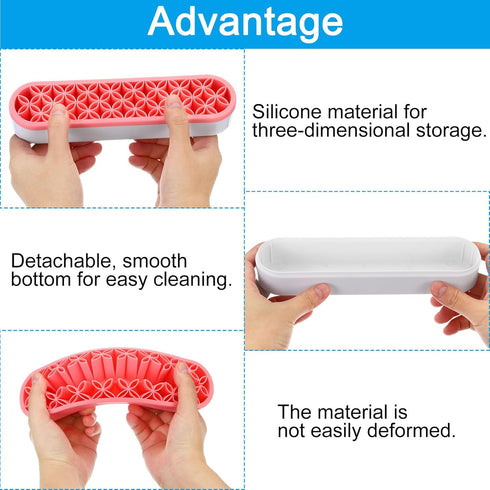 PATIKIL Diamond Painted Pen Holder, Silicone Makeup Brush Holder Multi-Purpose Cosmetic Storage Box Desktop Organizer for Art Craft, Black...