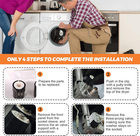 Upgrade 279834 Dryer Gas Valve Ignition Solenoid Coil Kit by Beaquicy - Replacement Ken-more Whirl-pool Dryers - Replaces AP3094251 PS334310 306105 306106 694540 694539 12001349