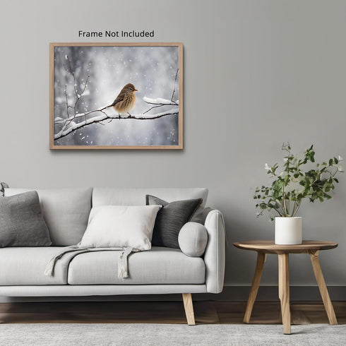 Posterizer 1 pcs-cute little bird in snowy winter scene -2-Art for Animal Lovers-Landscape & Nature Art-Decor for Home & Office- unframed wall art...