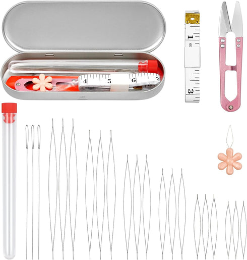 FIVEIZERO 21 Pieces Beading Needles Set, 6 Sizes Seed Beads Needles Big Eye Beading Needles Collapsible Beading Needles Set for Jewelry Making...
