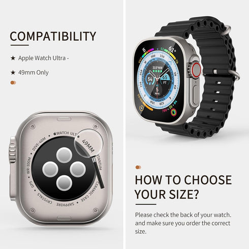 (2 in 1) Waterproof Case Compatible for Apple Watch Ultra/Apple Watch Ultra 2 Screen Protector 49mm Accessories, iWatch Tempered Glass Protective ...